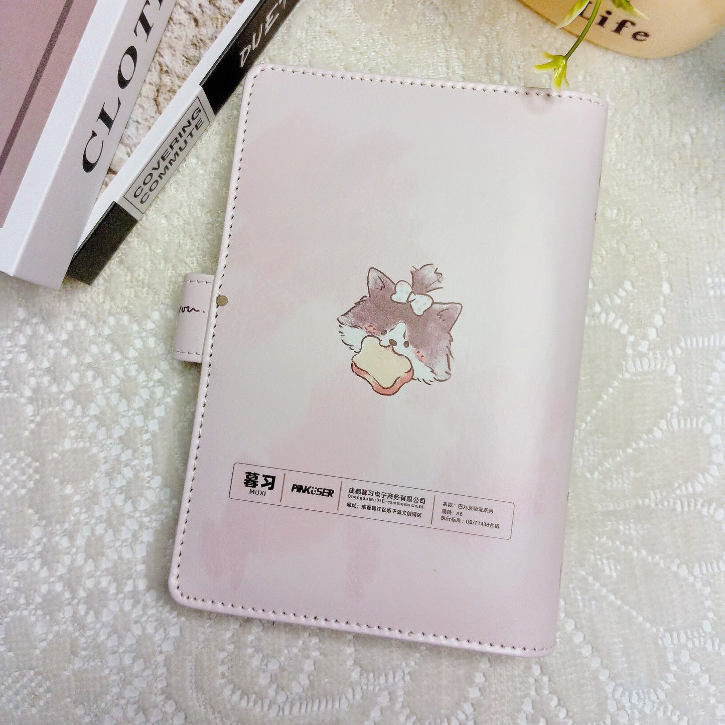Cute cat A6 refillable notebook