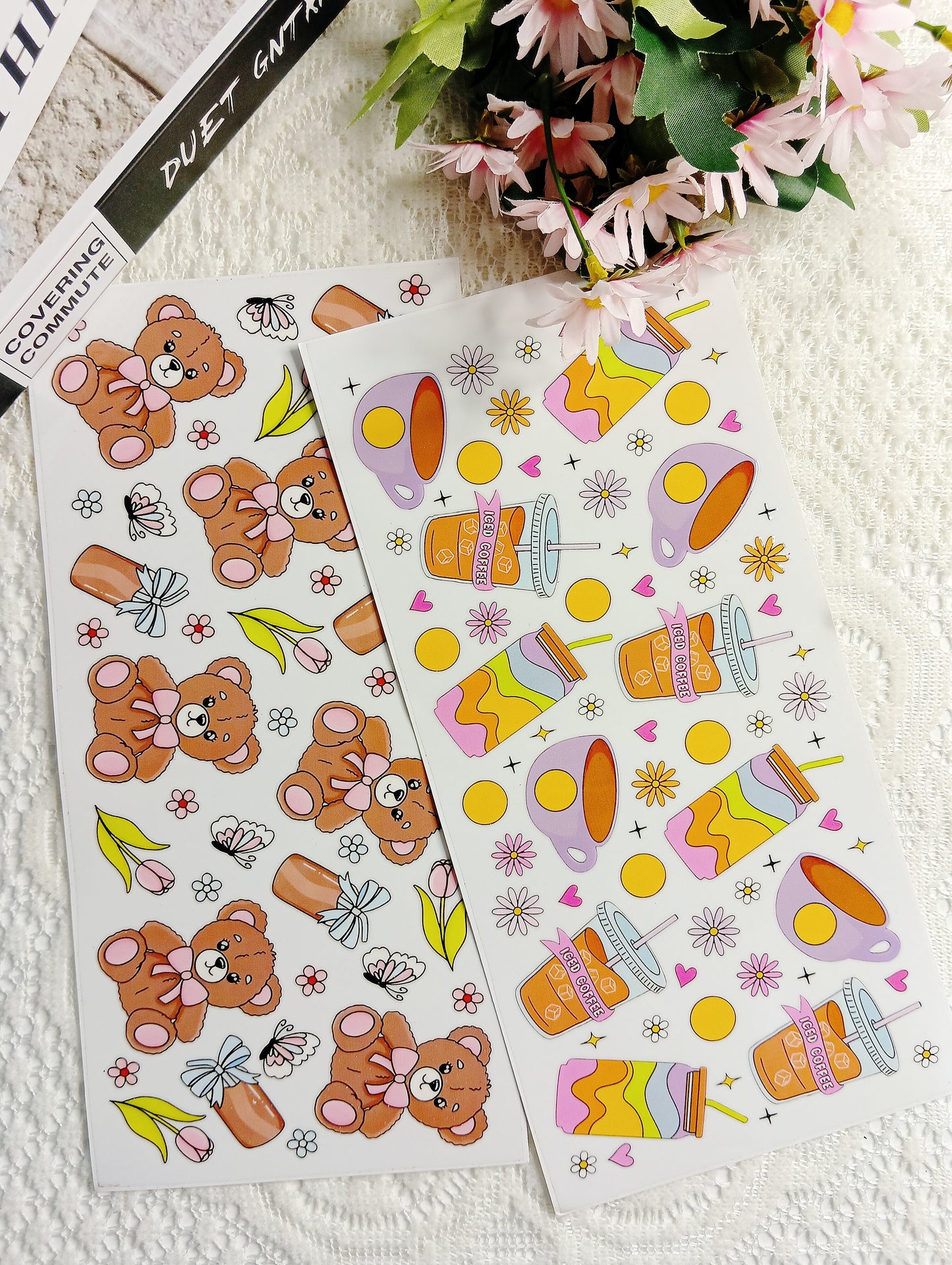 可愛咖啡飲料風 UV DTF 轉印貼紙