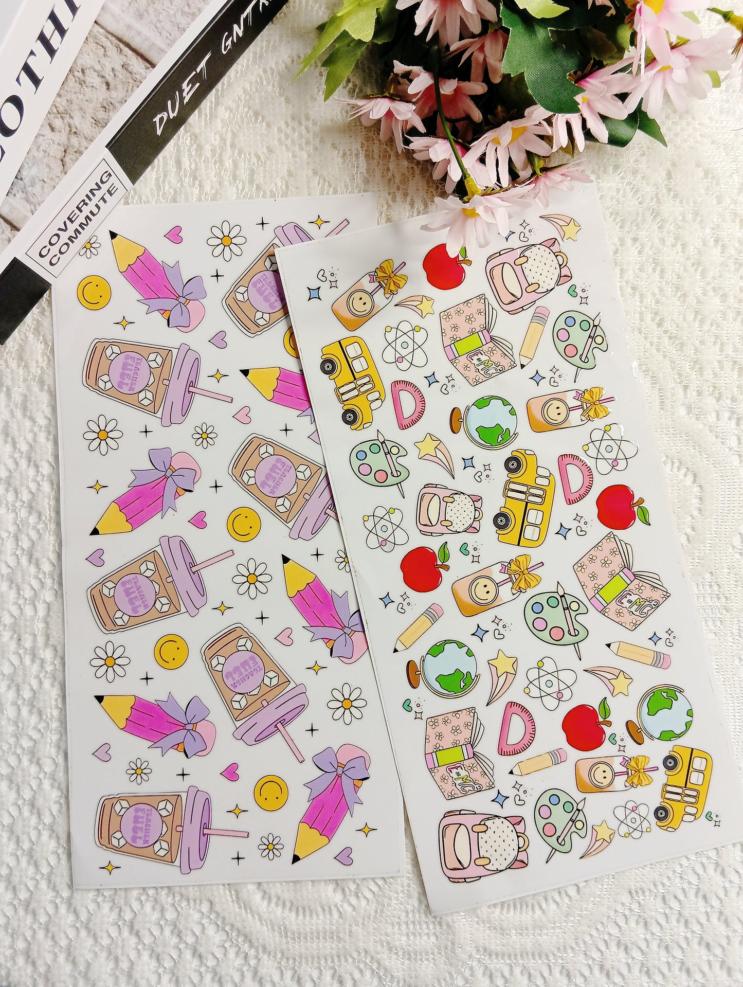 可愛校園學習風 UV DTF 轉印貼紙