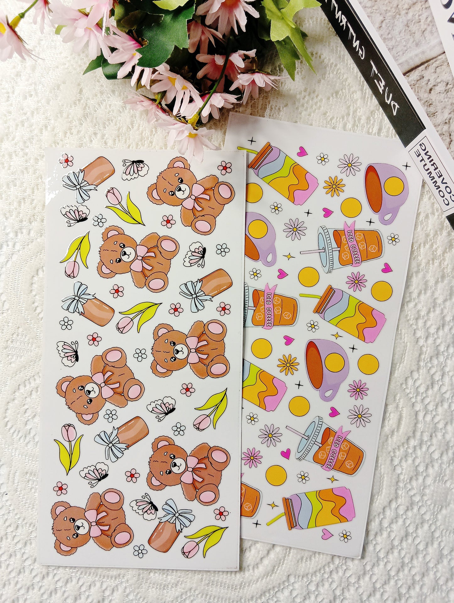 可愛蝴蝶結小熊 UV DTF 轉印貼紙