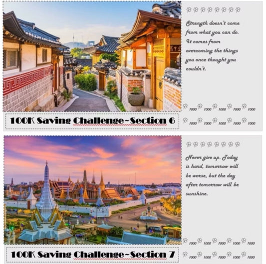 100K存錢挑戰-國家(A6打洞款,單面透明)