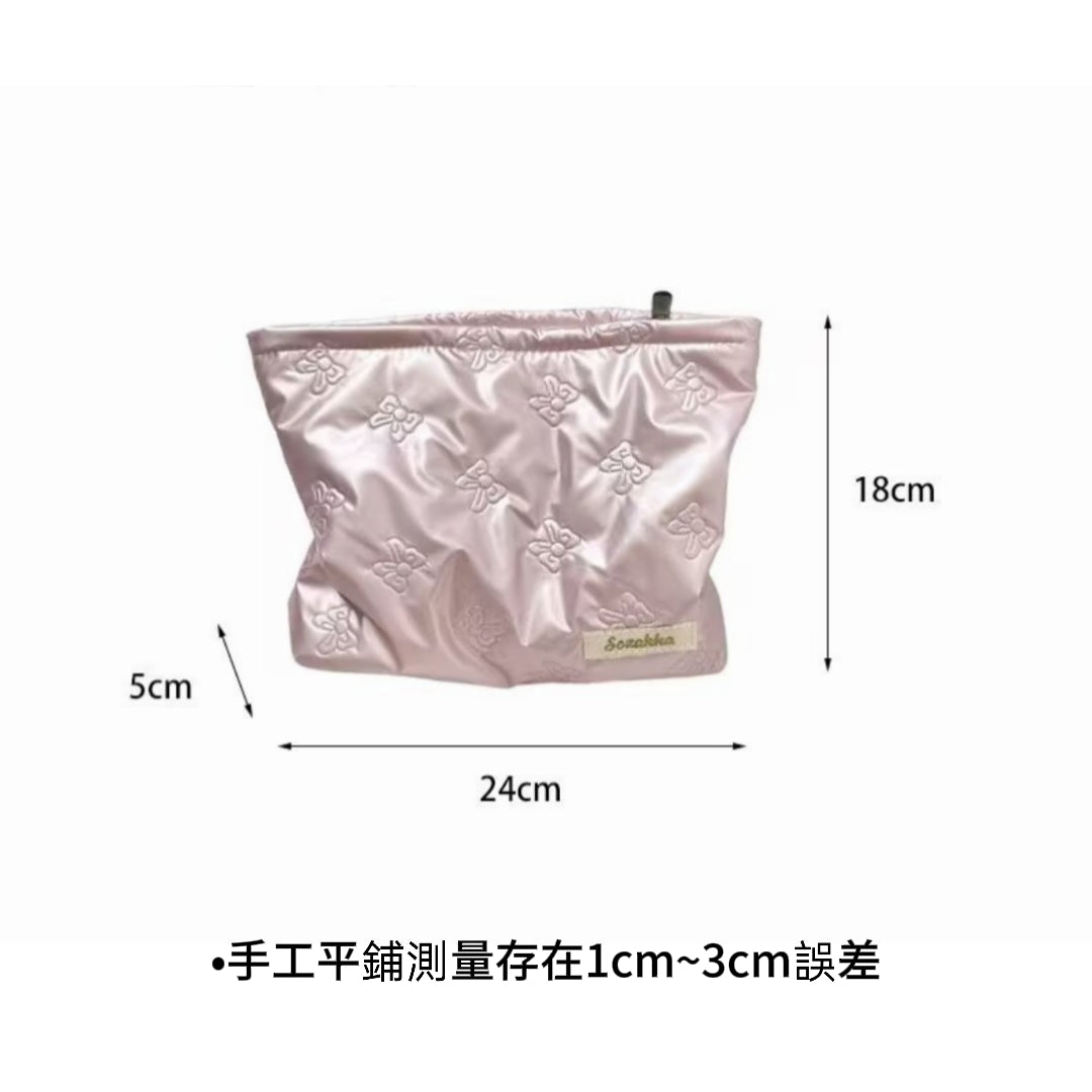 🌸Korean-style quilted bow multifunctional storage pouch
