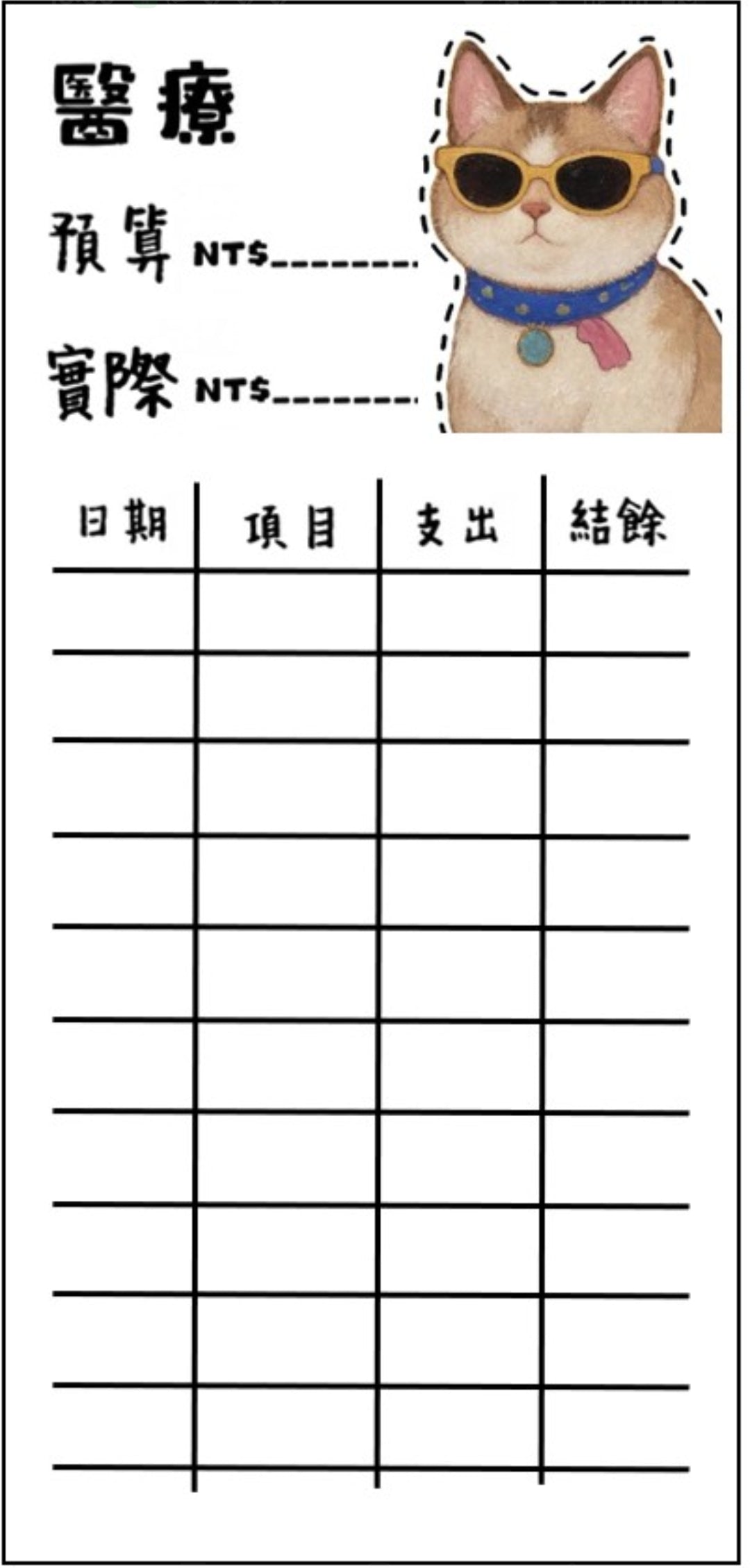 🎀貓咪支出卡｜可愛記帳分類小卡🎀無法放現金