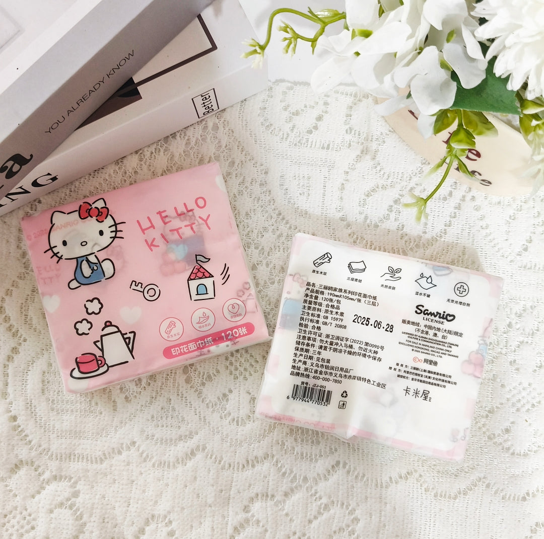🌸 Khăn giấy Hello Kitty chính hãng in hình｜Hai mẫu dễ thương ra mắt