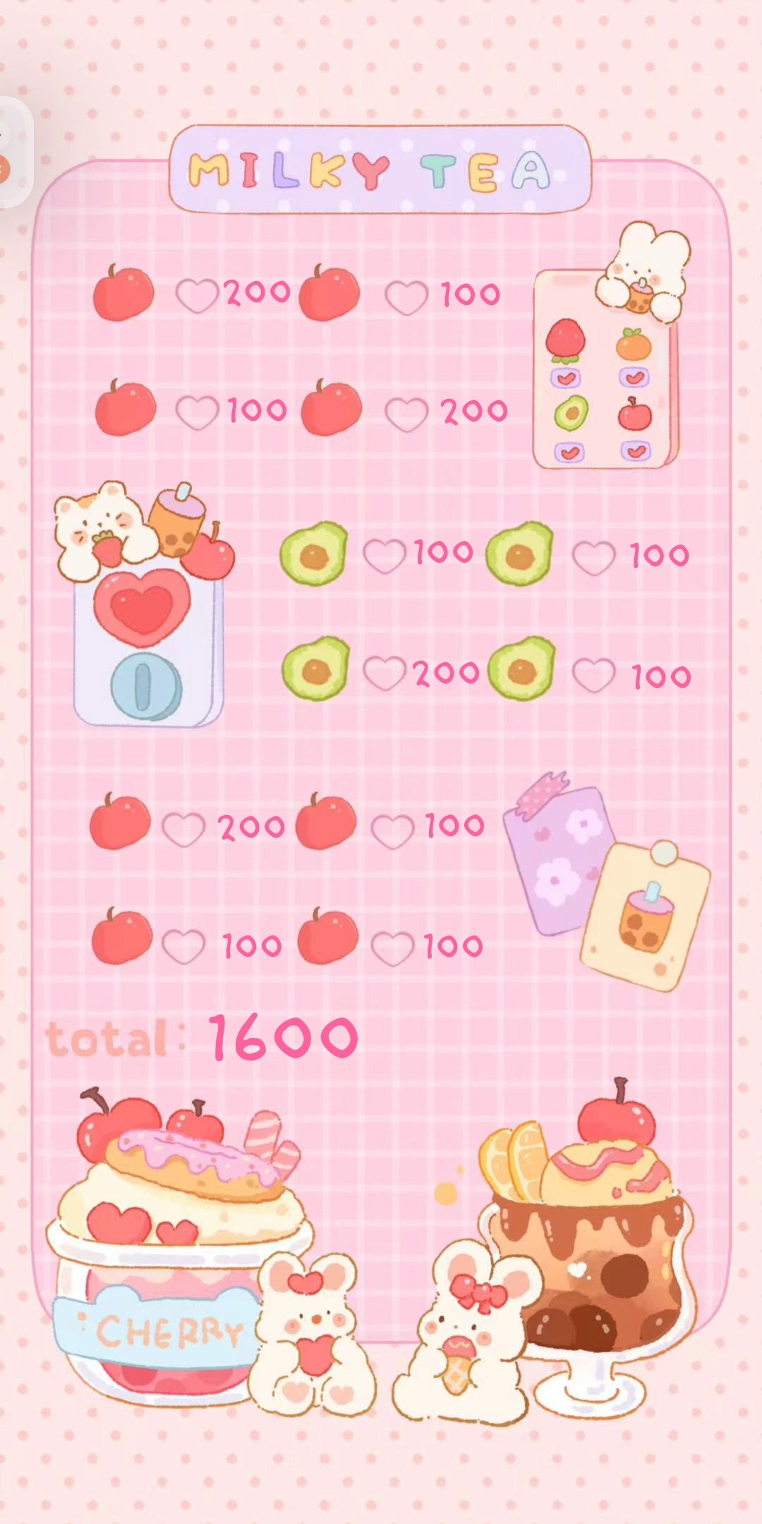 🍓Milky Tea 甜點存錢袋🍮存滿13000