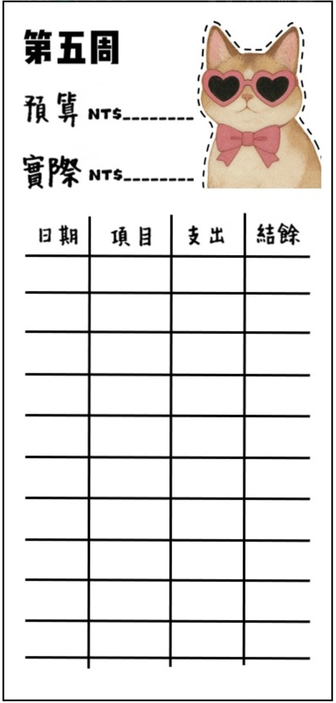 🎀貓咪支出卡｜可愛記帳分類小卡🎀無法放現金