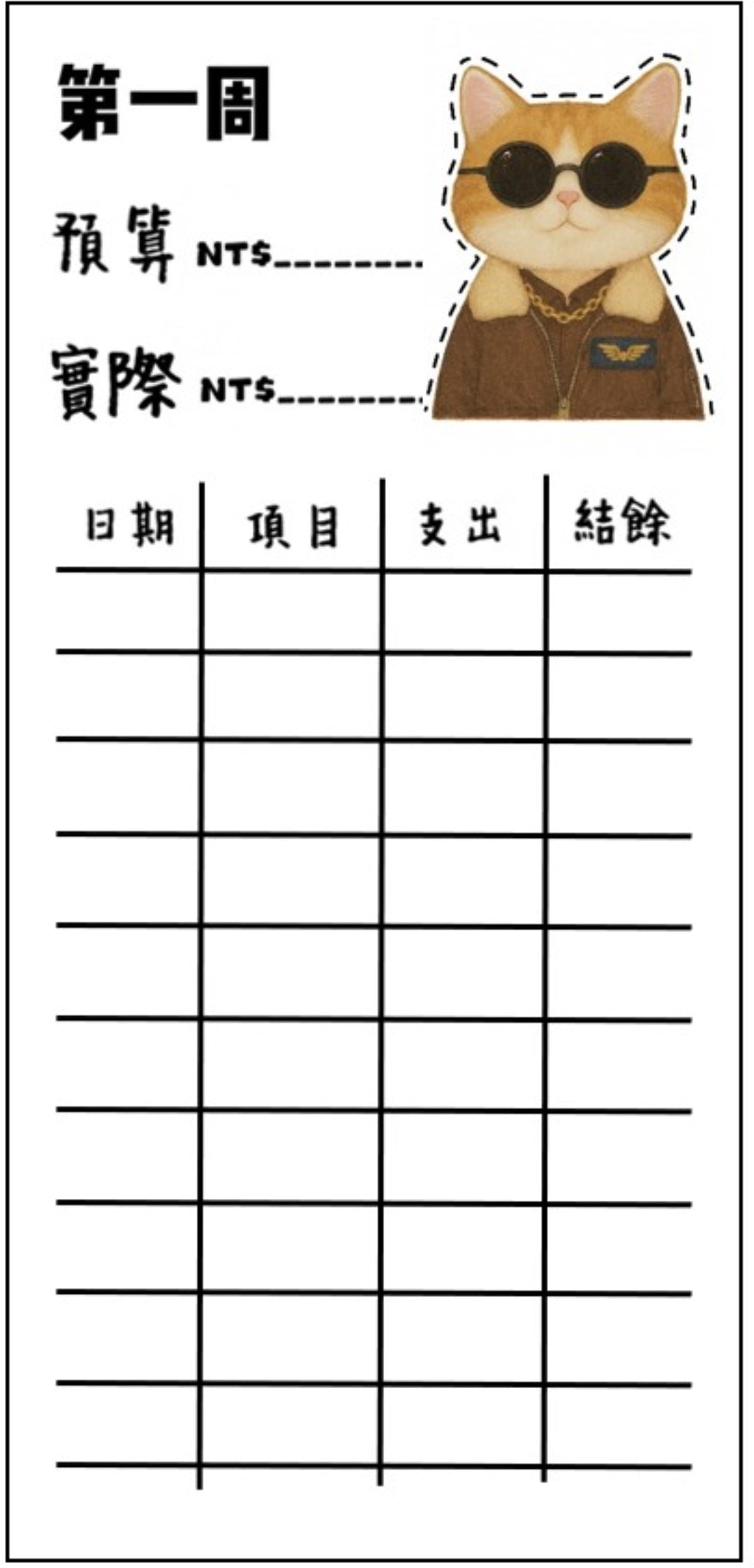 🎀貓咪支出卡｜可愛記帳分類小卡🎀無法放現金