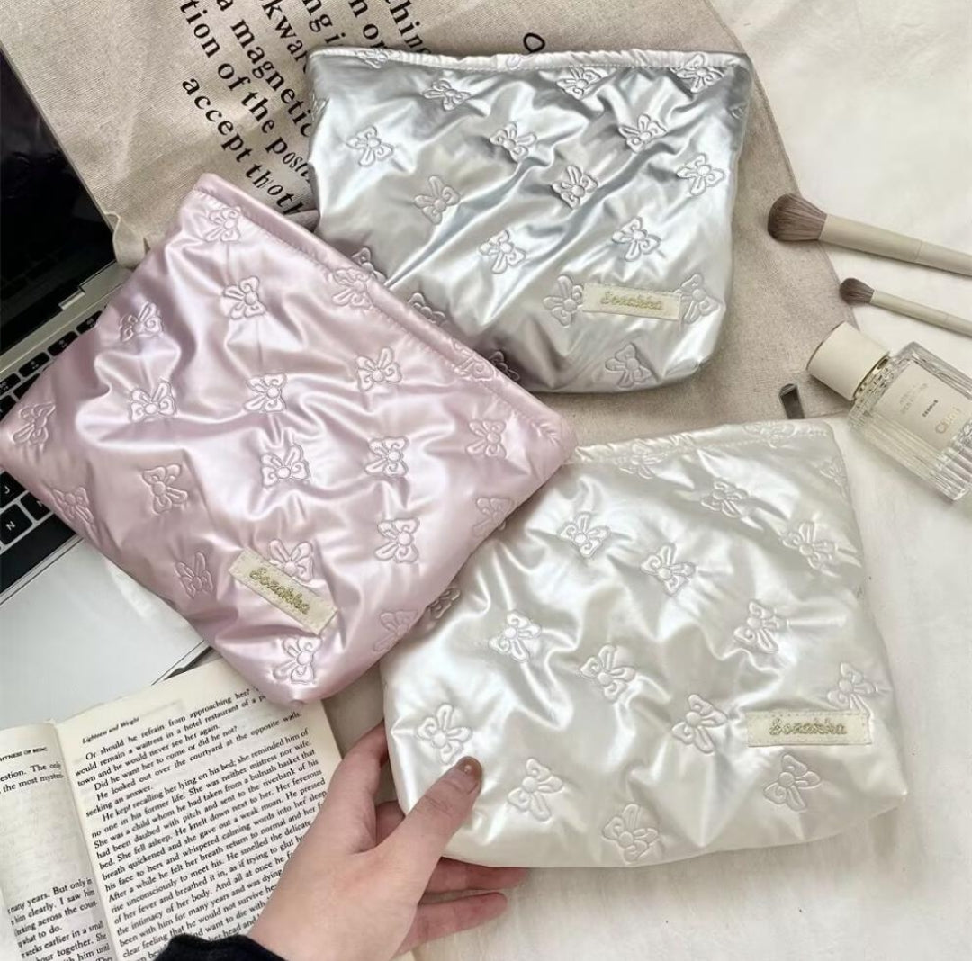 🌸Korean-style quilted bow multifunctional storage pouch