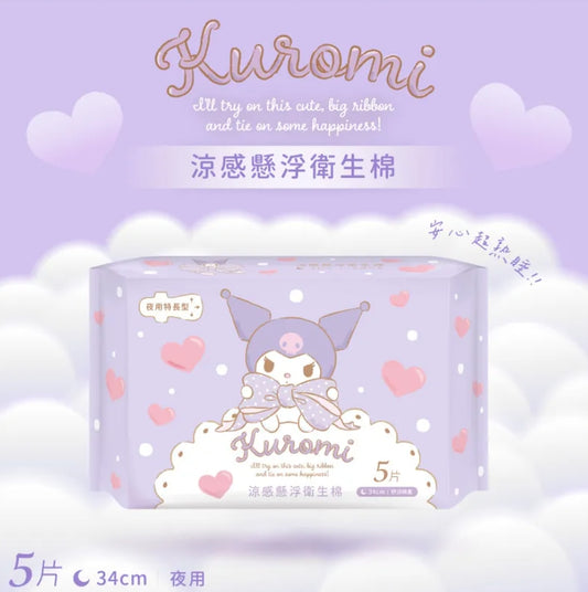 【酷洛米 】涼感懸浮衛生棉夜用34cm*5片