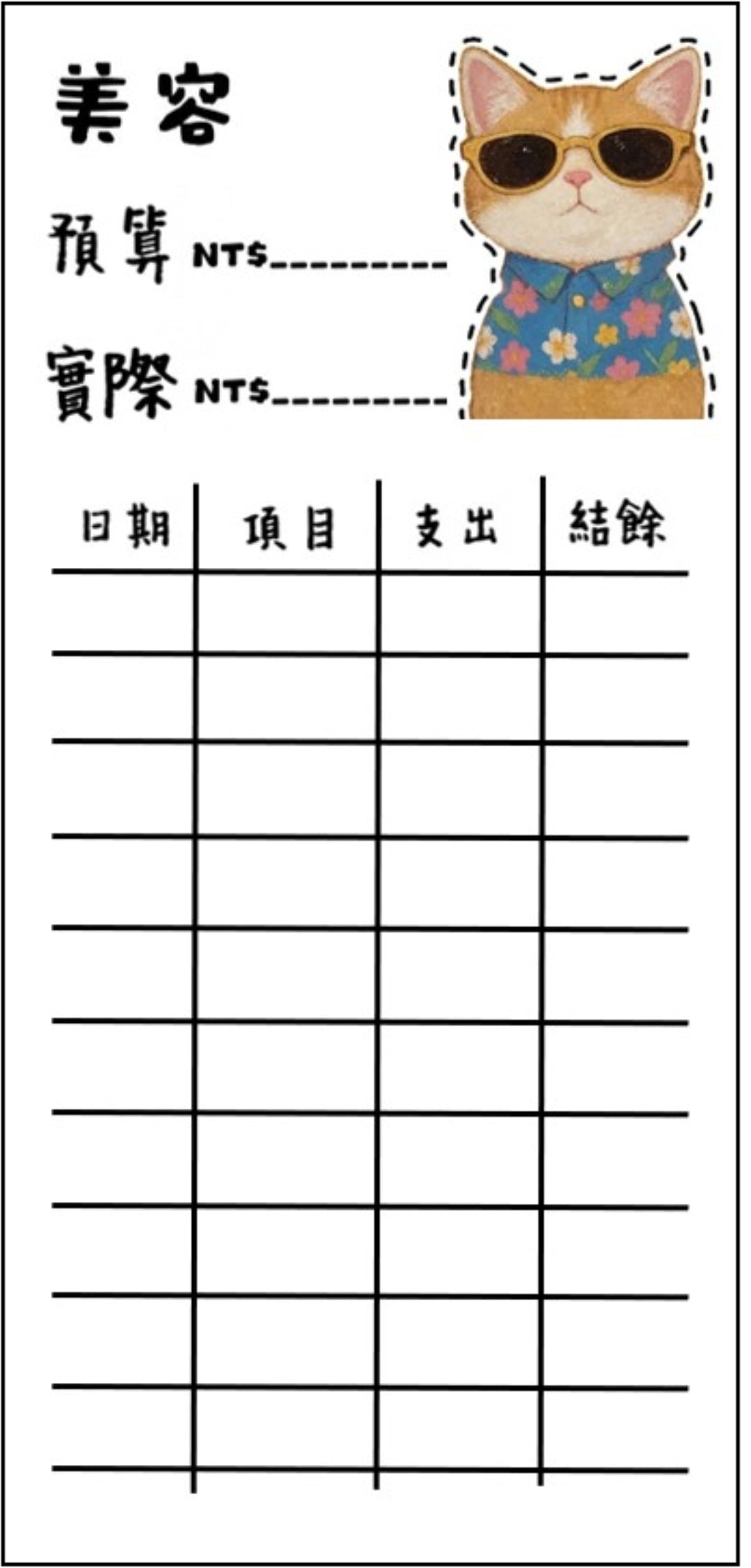 🎀貓咪支出卡｜可愛記帳分類小卡🎀無法放現金