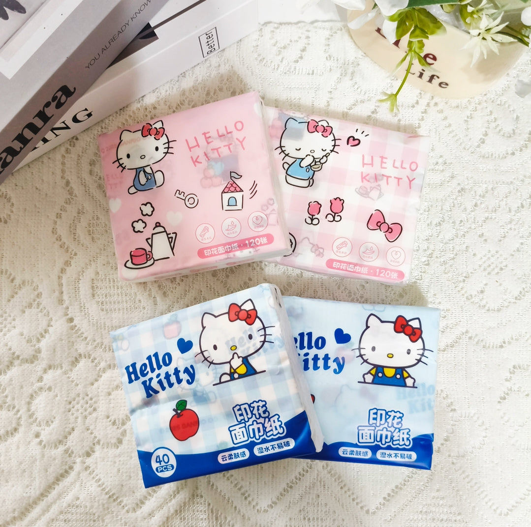 🌸 Khăn giấy Hello Kitty chính hãng in hình｜Hai mẫu dễ thương ra mắt