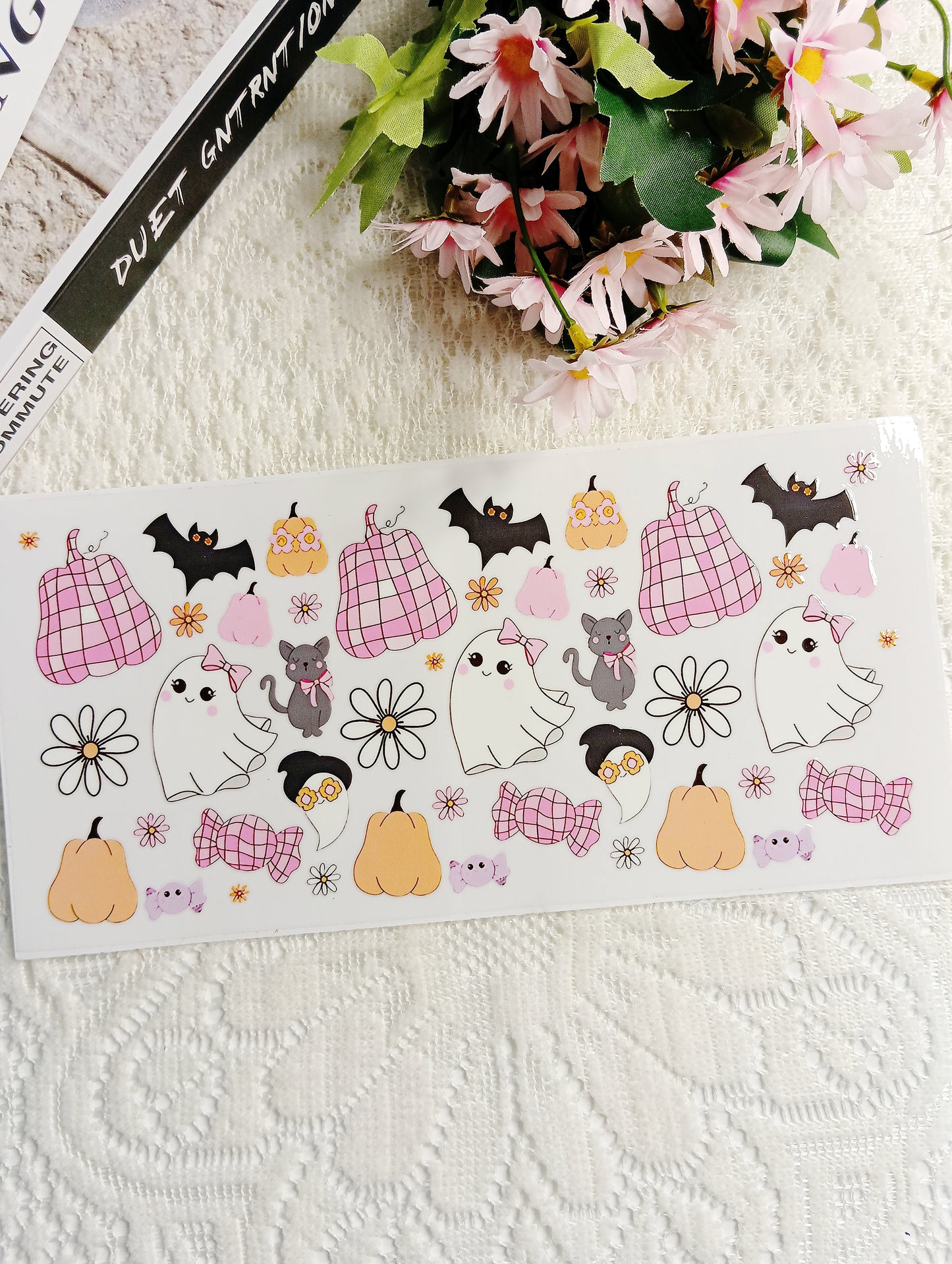 🎃 สติ๊กเกอร์กันน้ำ UV DTF ฟักทองผีสุดน่ารัก