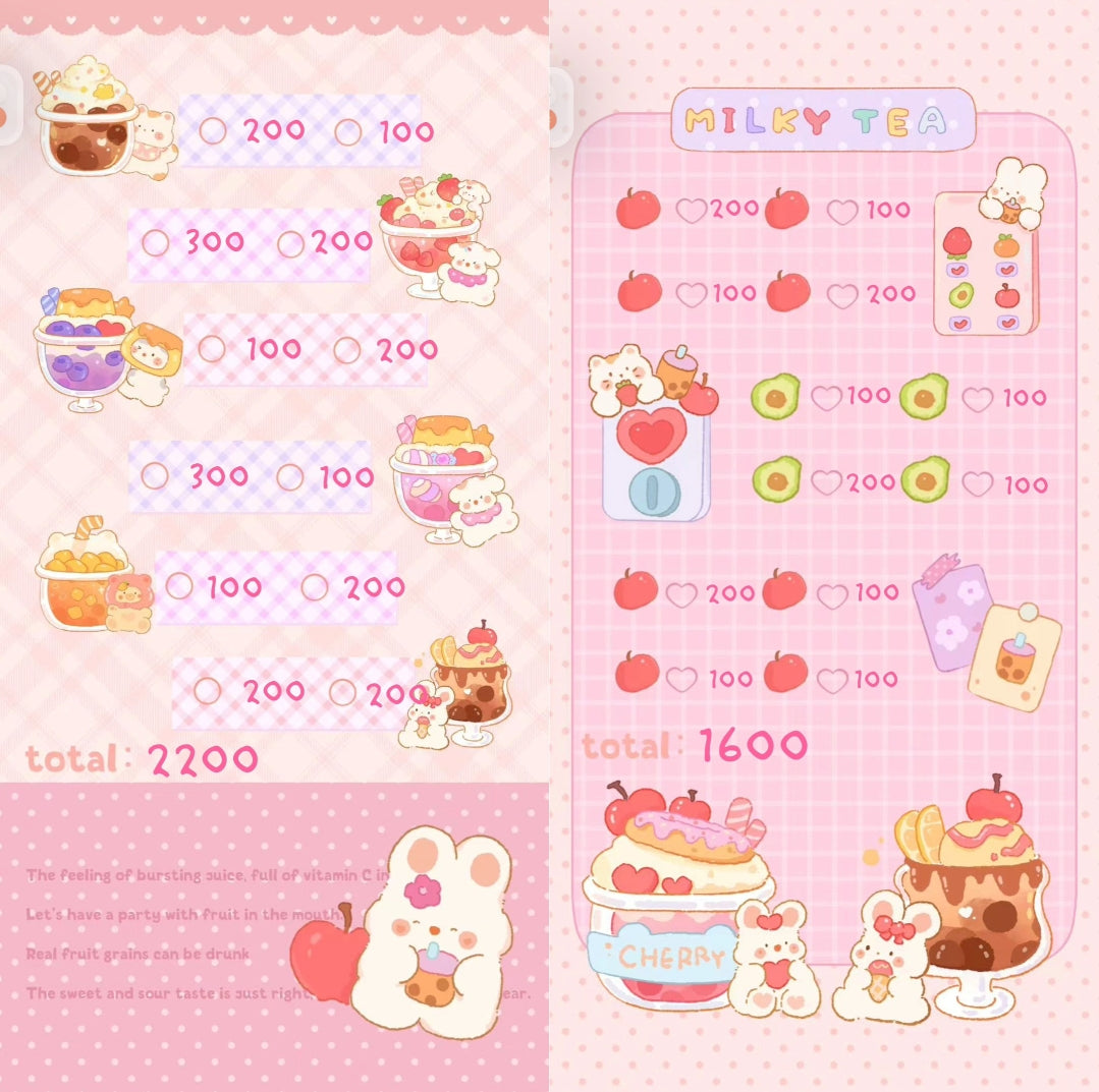 🍓Milky Tea 甜點存錢袋🍮存滿13000