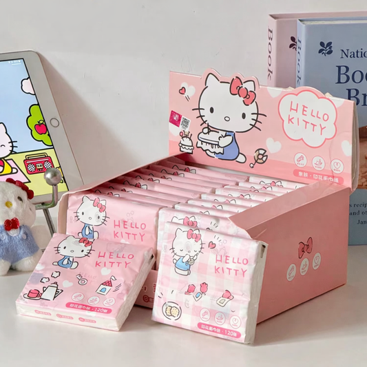 🌸 Khăn giấy Hello Kitty chính hãng in hình｜Hai mẫu dễ thương ra mắt
