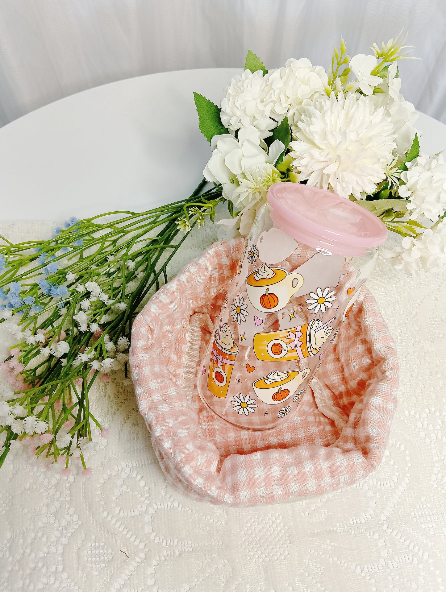 🍓 Cốc thủy tinh borosilicate ống hút phong cách bánh ngọt dễ thương