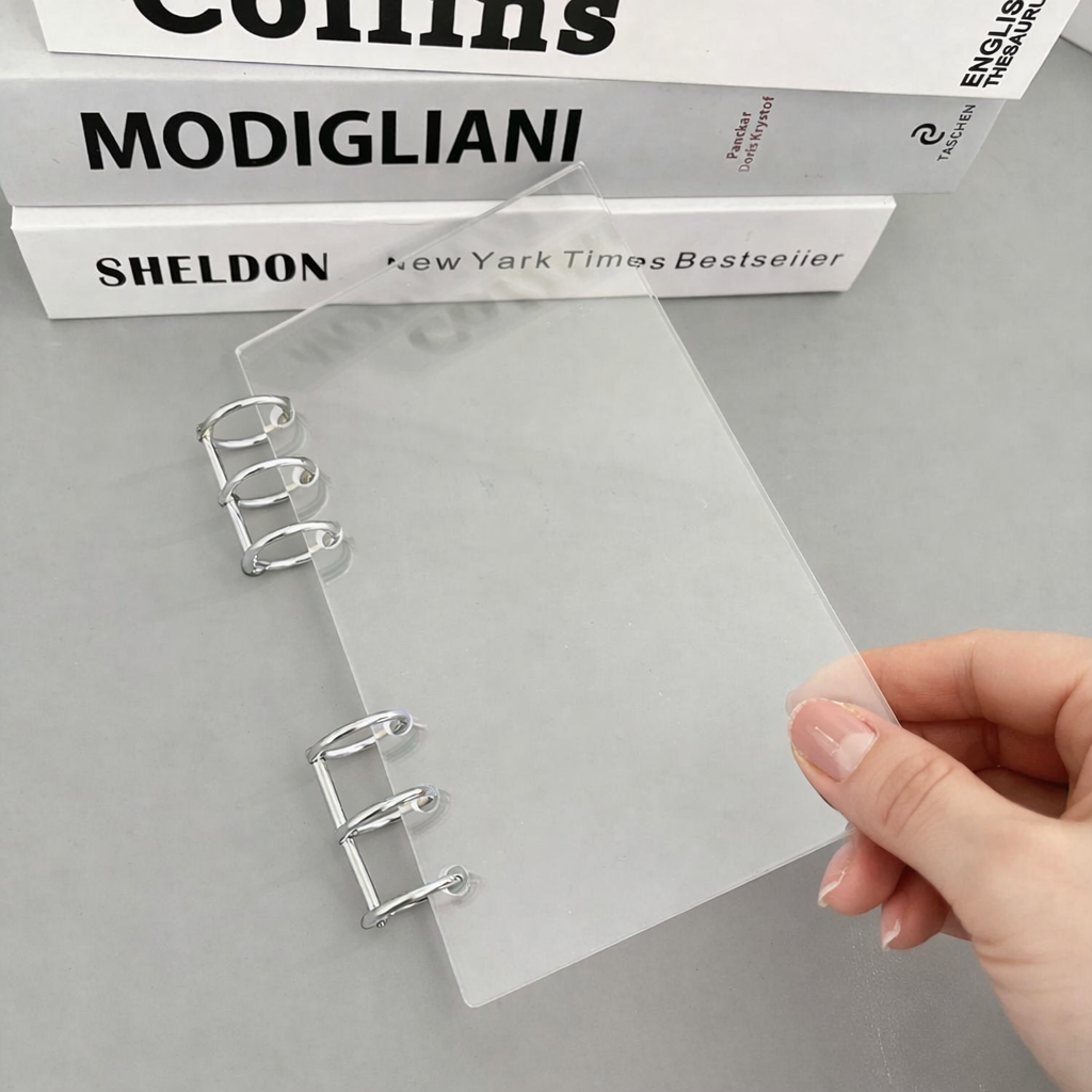 💫A6 fully transparent acrylic loose-leaf notebook (with silver ring)