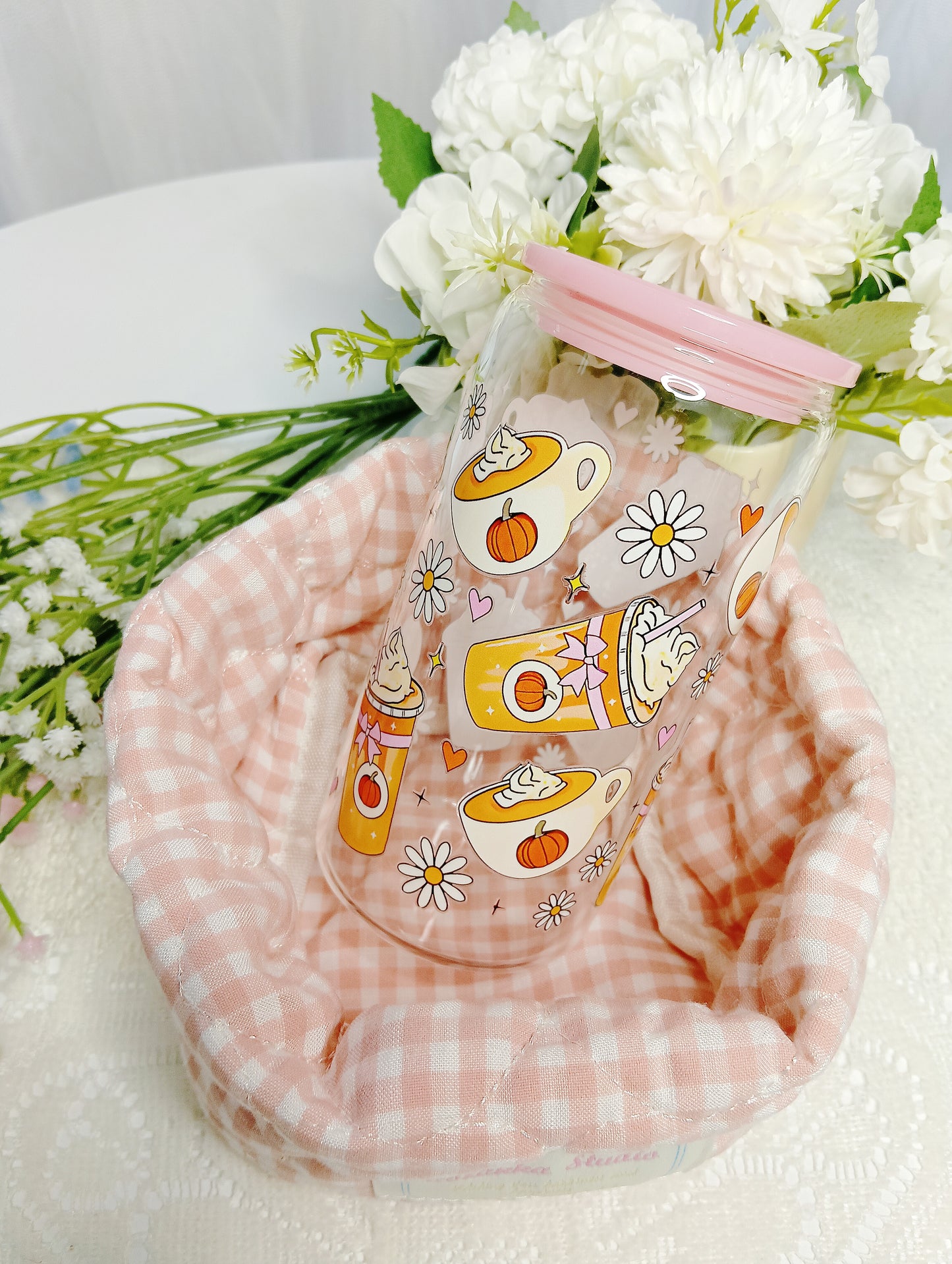 🍓 Cốc thủy tinh borosilicate ống hút phong cách bánh ngọt dễ thương