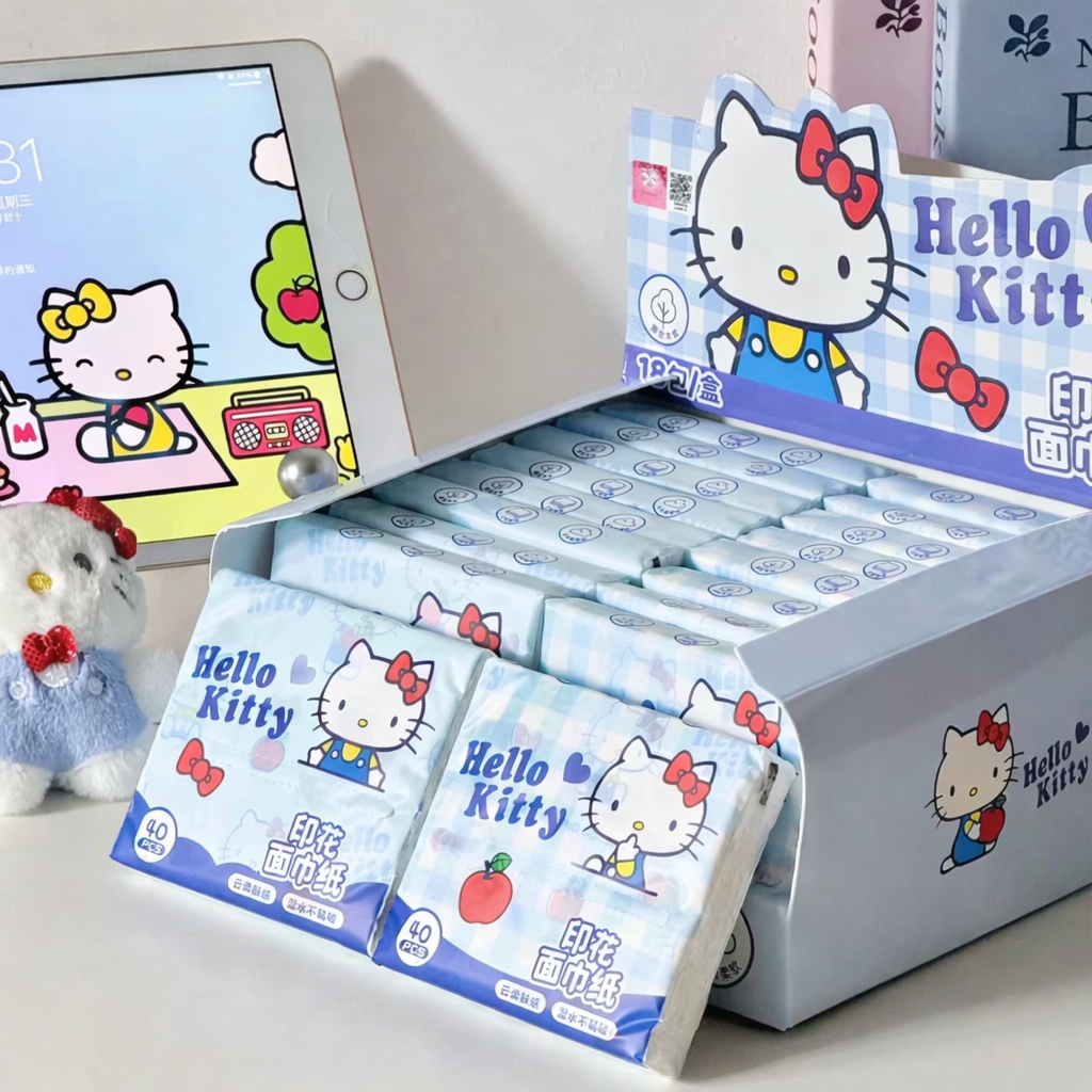 🌸 Khăn giấy Hello Kitty chính hãng in hình｜Hai mẫu dễ thương ra mắt