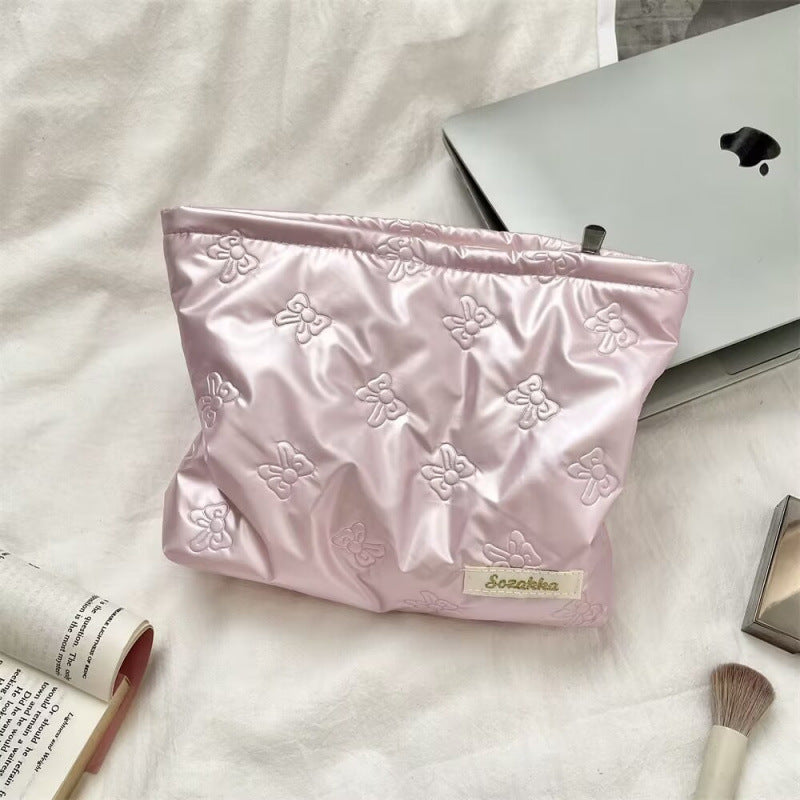 🌸Korean-style quilted bow multifunctional storage pouch