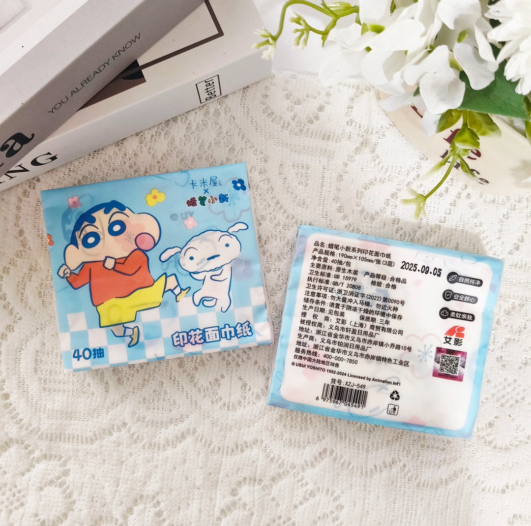 🌸正版蠟筆小新印花面紙｜40抽隨身包