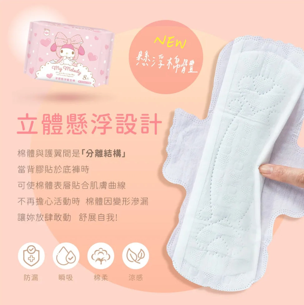 【美樂蒂】 涼感懸浮衛生棉日用24.5cm*8片