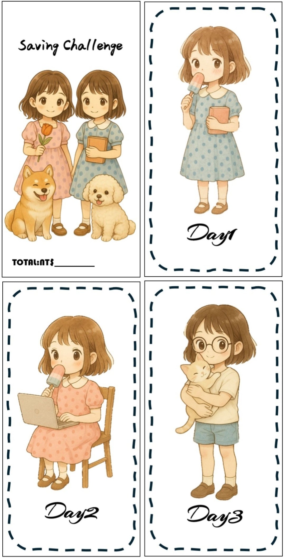 日系手繪風（ A6）31天存錢挑戰組合《Saving Challenge》